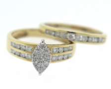 Elegant Cluster Marquise Bridal Set with Matching Band Ring