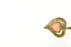 10K Yellow Gold Heart Syn. Opal CZ Accent Love Symbol Pendant