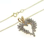Charming 14kt Yellow Gold Diamond Cluster Open Heart Necklace