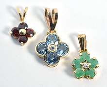 Group of 3 14k Floral Pendants