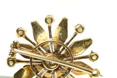 14K Yellow Gold Victorian Seed Pearl Diamond Accent Sun Pendant/Pin