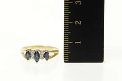 14K Yellow Gold Marquise Sapphire Diamond Accent Statement Ring