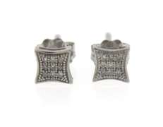 Beautiful White Gold Diamond Square Cluster Earrings