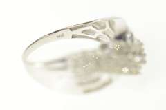 14K White Gold 0.86 Ctw Wavy Pave Diamond Criss Cross Band Ring