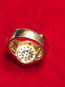 MENS 14K YELLOW AND WHITE GOLD DIAMOND RING