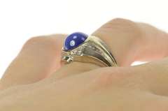 14K White Gold Retro 1960's Blue Syn. Star Sapphire Diamond Ring