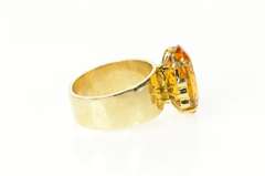 14K Yellow Gold Oval Citrine Diamond Accent Statement Cocktail Ring