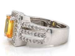 Stunning 14kt WG Yellow Topaz with Diamond Halo Ring