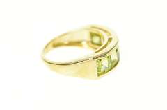 10K Yellow Gold Five Stone Princess Square Peridot Band Ring