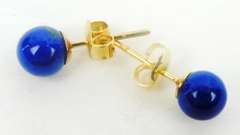 14K Lapis Ball Stud Earrings w/Box