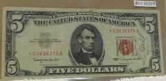 1963 $5 US Note, Star Note, lite circ