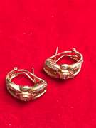 LADIES 14K GOLD AND DIAMOND LOOP EARRINGS