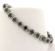 Powerful 10ct Round Brilliant Cut Black Halo Diamond Bracelet