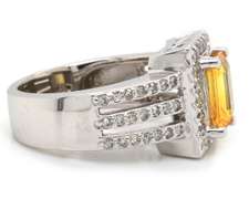 Stunning 14kt WG Yellow Topaz with Diamond Halo Ring