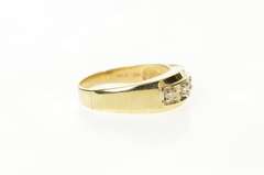 14K Yellow Gold Men's Diamond Squared Statement Band Ring
