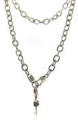 Trendy Silver Judith Ripka Key-to-My-Heart CZ Necklace