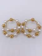 Sterling Silver & 22kt GP Pearl Earrings