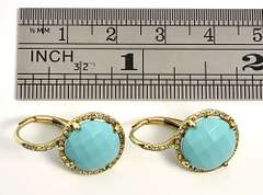 Stylish Turquoise & Diamond Earrings in 14K YG