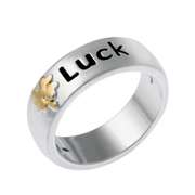 Sterling Silver & Gold Overlay Inspirational Four Leaf Clover 'Luck' Ring