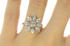 Platinum 0.65 Ctw Art Deco Diamond Flower Engagement Ring