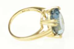 10K Yellow Gold Retro Classic Oval Blue Topaz Cocktail Ring