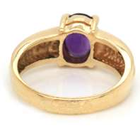 Sumptuous 14kt YG Oval Amethyst & Diamond Accents Ring