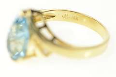 14K Yellow Gold Pear Blue Topaz Statement Diamond Accent Ring
