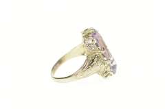 14K White Gold Art Deco Ornate Sim. Amethyst Cocktail Ring