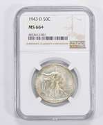 MS66+ 1943-D Walking Liberty Half Dollar - NGC Graded