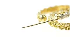 10K Yellow Gold 23.3 Rope Pattern Retro Statement Hoop Earrings