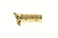 14K Yellow Gold 1960's Golf Club Bag Golfer Textured Charm/Pendant