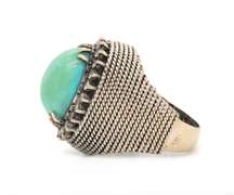 Vintage 14kt WG Turquoise and Diamond Ring