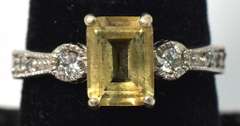 Sterling Silver Yellow Stone Ring
