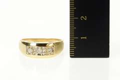 14K Yellow Gold Men's Diamond Squared Statement Band Ring