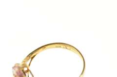 10K Yellow Gold Oval Pink Topaz Diamond Accent Statement Ring
