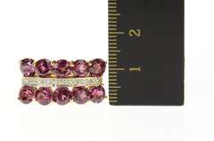 14K Yellow Gold Purple Tourmaline Diamond Statement Band Ring
