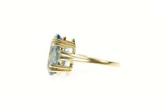 10K Yellow Gold Retro Classic Oval Blue Topaz Cocktail Ring