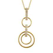 18K Gold over Sterling Silver CZ Stacked Circles Pendant