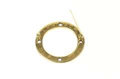 14K Yellow Gold Retro 1960's Pinstripe Syn. Sapphire Circle Pin/Brooch