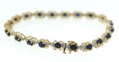 Stunning Blue Sapphire and Diamond Flower Tennis Bracelet