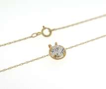 Fancy 14kt YG Round Brilliant Cut Bezel Set CZ Necklace