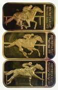 (3) 1973 Secretariat Meadow Stable 24K Gold Over .999 Silver Bar Set