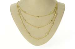 10K Yellow Gold Rope Link Tiered Beaded Statement Chain Necklace