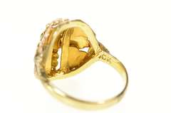 10K Yellow Gold Oval Black Hills Leaf Domed Cluster Ring