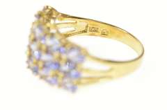 10K Yellow Gold Tiered Oval Tanzanite Squared Statement Ring