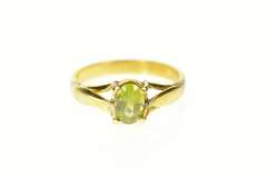 14K Yellow Gold Classic Oval Peridot Solitaire Statement Ring