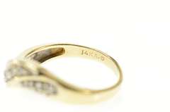 14K Yellow Gold Wavy Diamond Pave Curvy Statement Band Ring