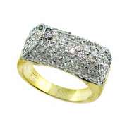 18K Gold over Sterling Silver CZ Dome Ring