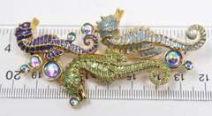 Signed Sea Horse Brooch