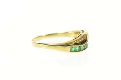 14K Yellow Gold Princess Emerald Diamond Accent Bypass Ring